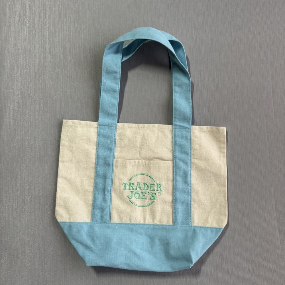 Trader Joe's RARE Mini Tote Bag Tiffany Blue Cottagecore Handbag
